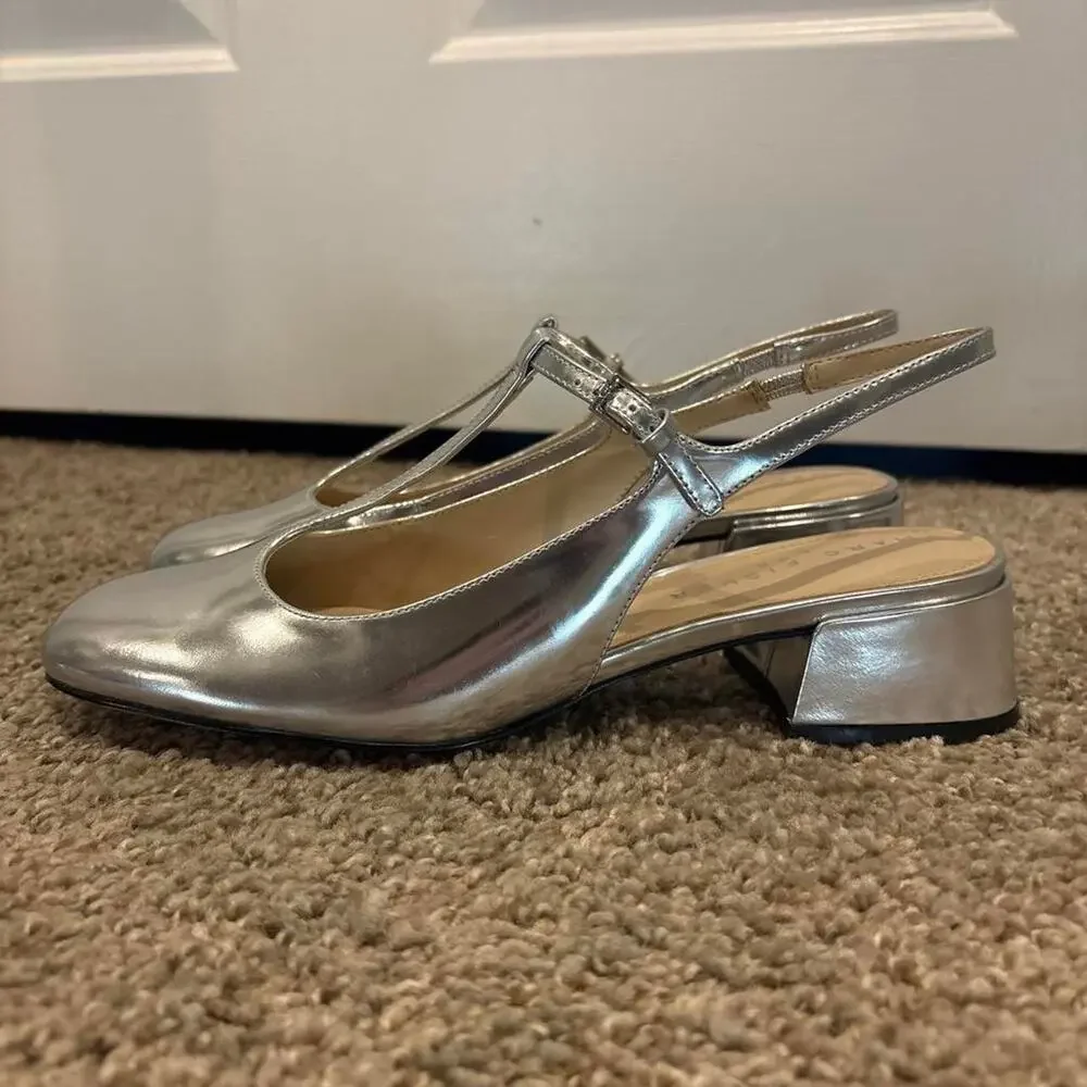 Copied - Silver metallic mary jane heels